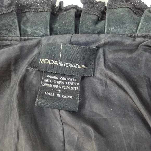 Vintage Y2K Black Leather Jacket Womens Small Ruffle Whimsygoth Romance Coquette - Picture 11 of 12